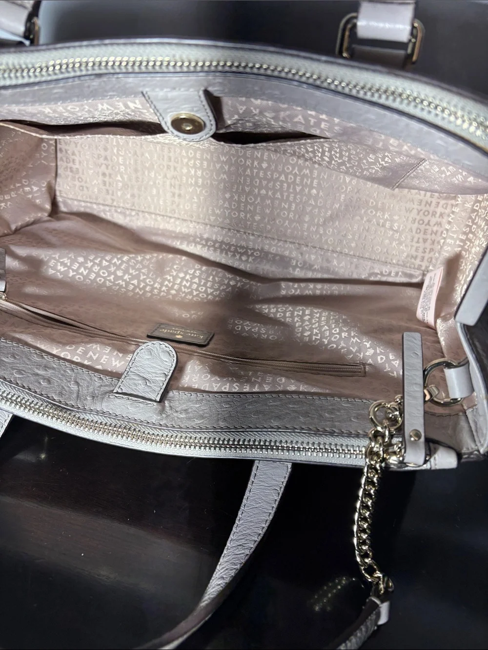 Kate Spade Elegant Ivory Structured Satchel with Textured Finish - Picture 3 of 9